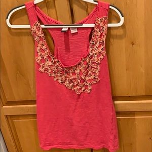 Pink with floral detail tank